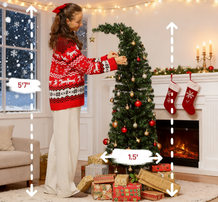 5-Foot Prelit Bent-Top Christmas Tree