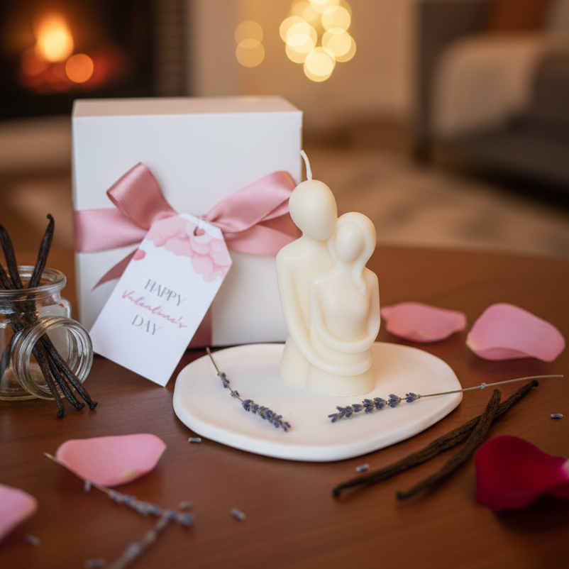 Romantic Cuddling Couple Candle