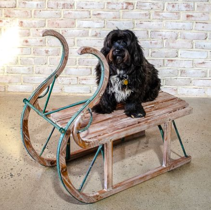 Large Vintage Wood & Tine Sleigh