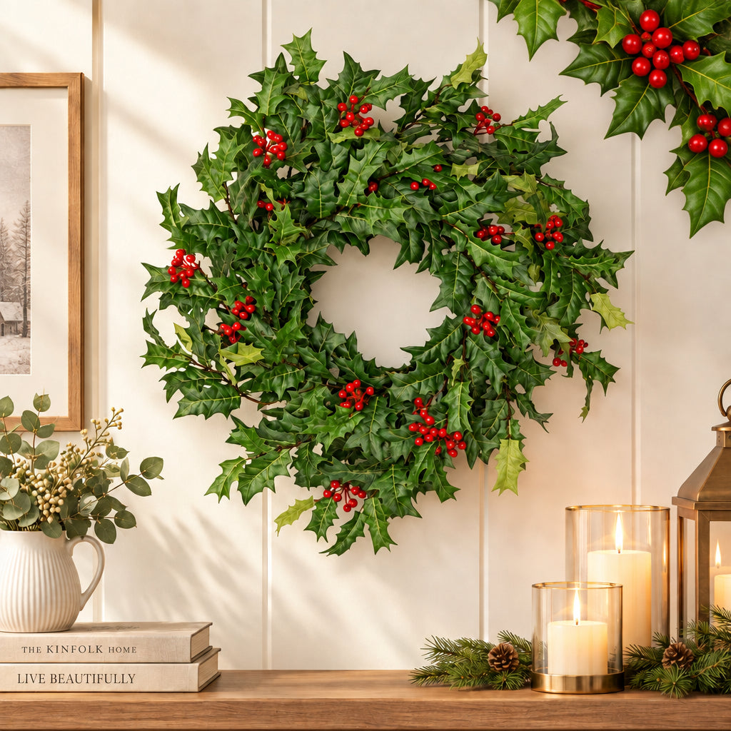 Holly Berry Collection, 6' Garland and/or 28" Holly Wreath