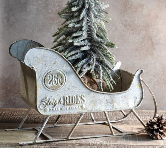 14"L Vintage White Sleight Rides Sleigh