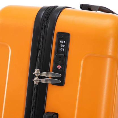 3-Piece ABS Spinner Wheel Luggage Set with TSA Lock - Black and Orange