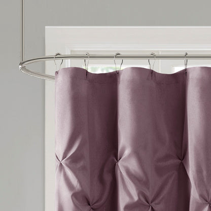 Tufted Semi-Sheer Shower Curtain with Textured Tufting - Soft Plum