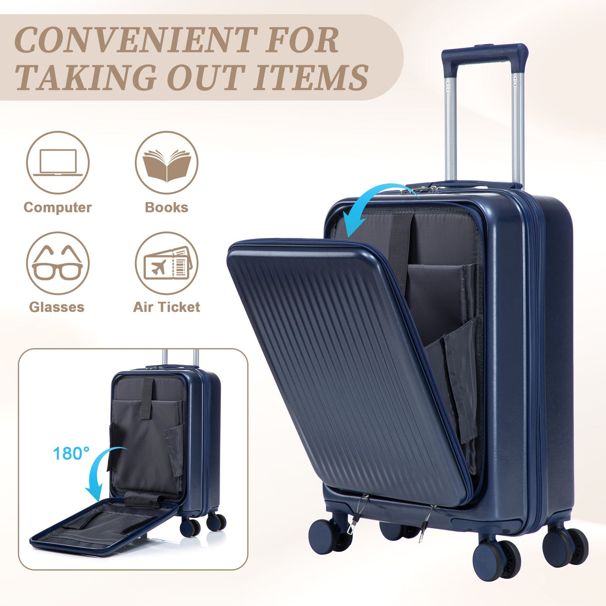 14"/20" 2-Piece ABS Spinner Luggage Set