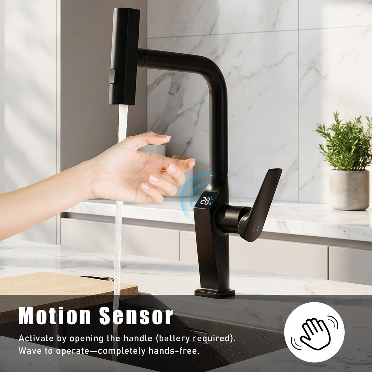 Touchless Matte Kitchen Faucet with Touchless Design - Matte Black