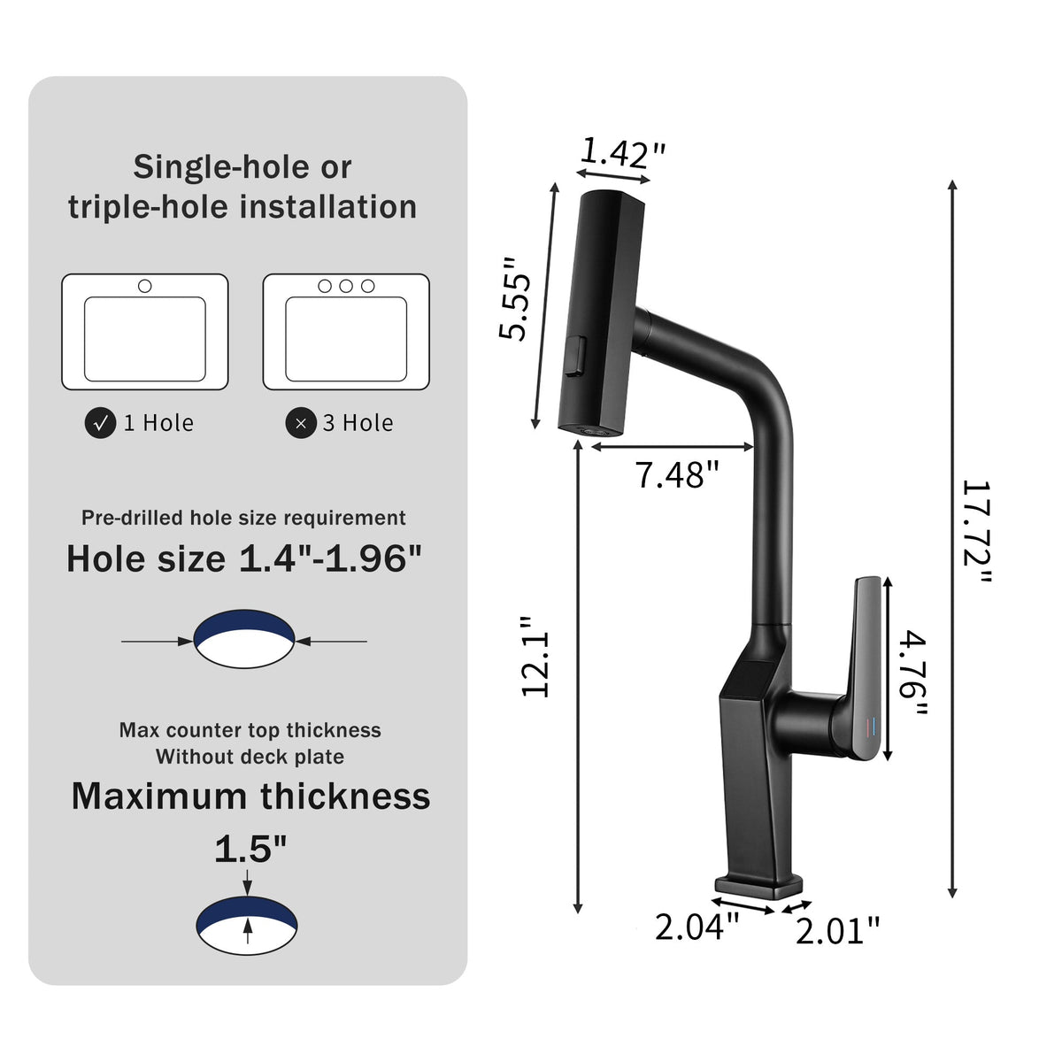 Touchless Matte Kitchen Faucet with Touchless Design - Matte Black