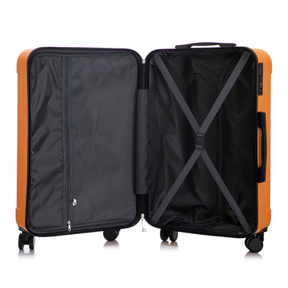 3-Piece ABS Spinner Wheel Luggage Set with TSA Lock - Black and Orange