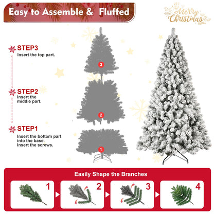 5-Foot Pre-Lit Snow-Flocked Christmas Tree with 650 LED Lights - Green/White