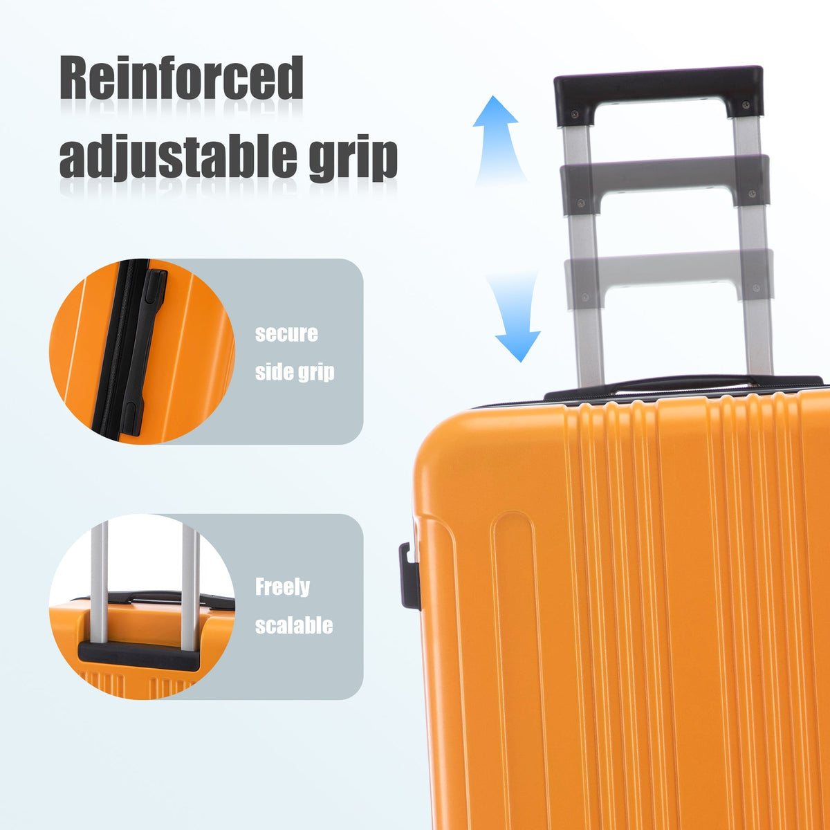 3-Piece ABS Spinner Wheel Luggage Set with TSA Lock - Black and Orange