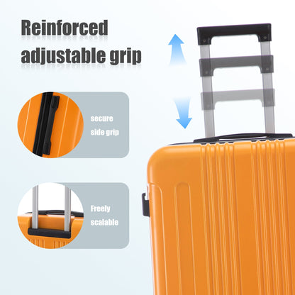 3-Piece ABS Spinner Wheel Luggage Set with TSA Lock - Black and Orange