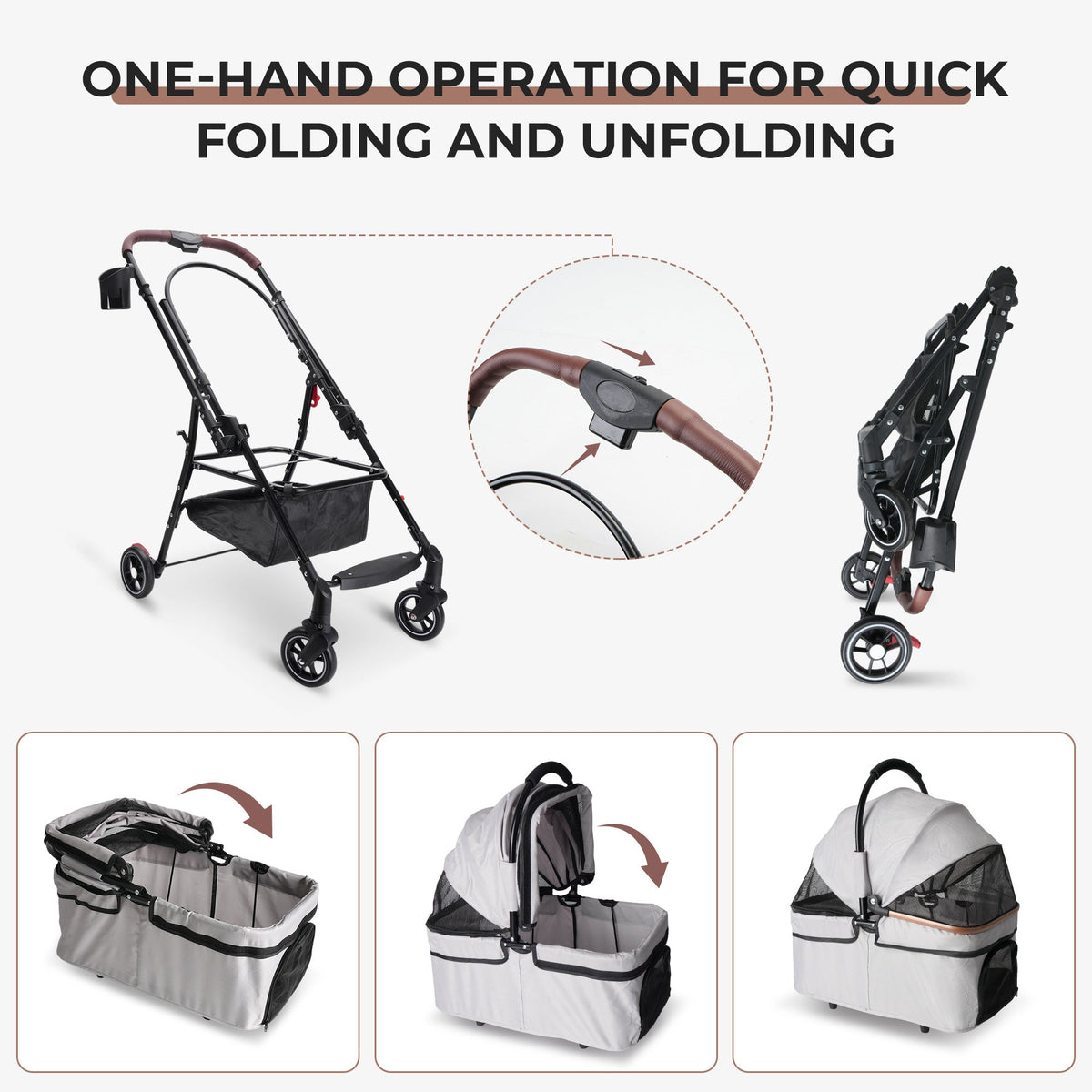 Foldable Pet Stroller for Dogs & Cats