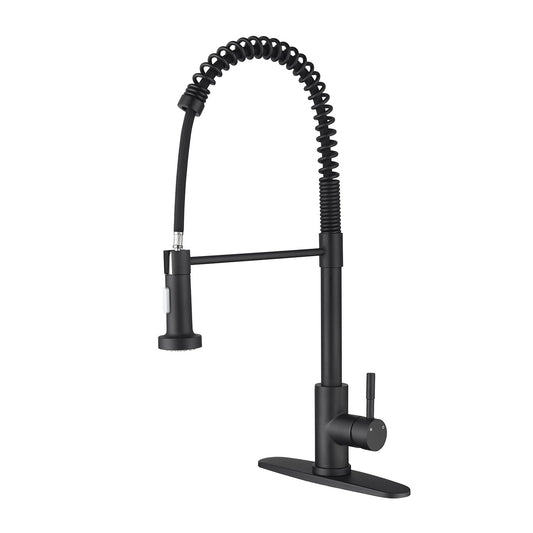 Pull Down Single Handle Spring Kitchen Faucet with 360° Rotation - Stainless Steel