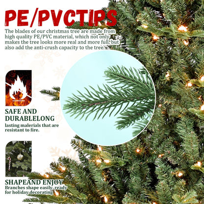 5-Foot Full-Bodied Pre-Lit Evergreen Christmas Tree with 350 Warm White Lights - Green