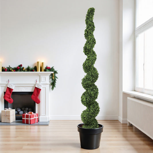 7-Foot Artificial Spiral Boxwood Topiary