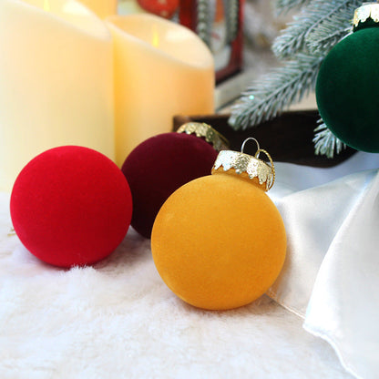 Flocked Christmas Ball Ornaments – 12-Piece Set, 6 cm