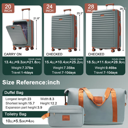 Deluxe 5-Piece Hard-Side Luggage Set with USB and TSA Locks - Multiple Colors