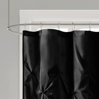 Tufted Semi-Sheer Shower Curtain with Tufted Texture - Soft Black