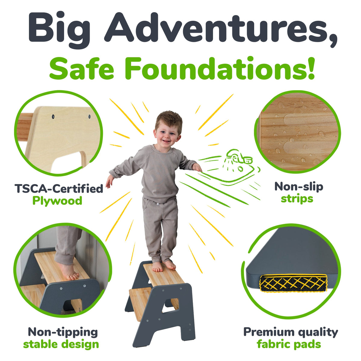 2-Step Wooden Toddler Stool