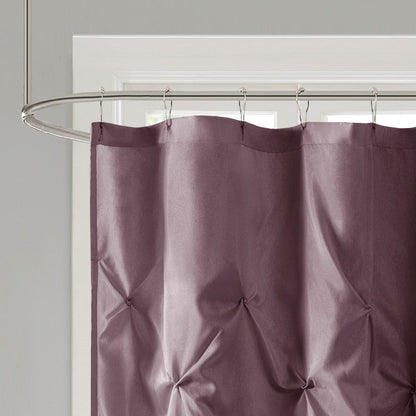 Tufted Semi-Sheer Shower Curtain with Textured Tufting - Soft Plum