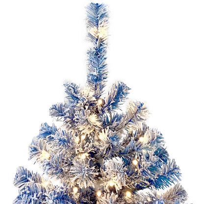 6-Foot Blue Snow-Flocked Pre-Lit Christmas Tree – 750 Tips