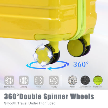 20"/24"/28" 3-Piece Spinner Luggage Set – Yellow & Green