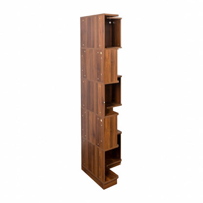5 Tier Corner Book Shelf with Durable Melamine Finish - Neutral Wood