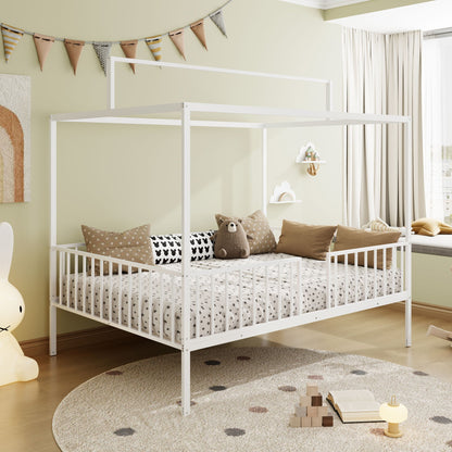 3-in-1 Montessori Floor Bed with Fenced Support