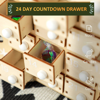 Christmas Advent Calendar with 24 Countdown Drawers - Santa & Sleigh Design