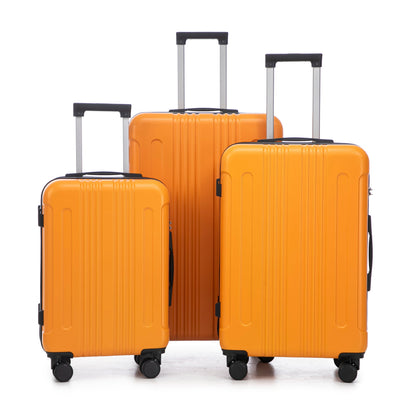 3-Piece ABS Spinner Wheel Luggage Set with TSA Lock - Black and Orange