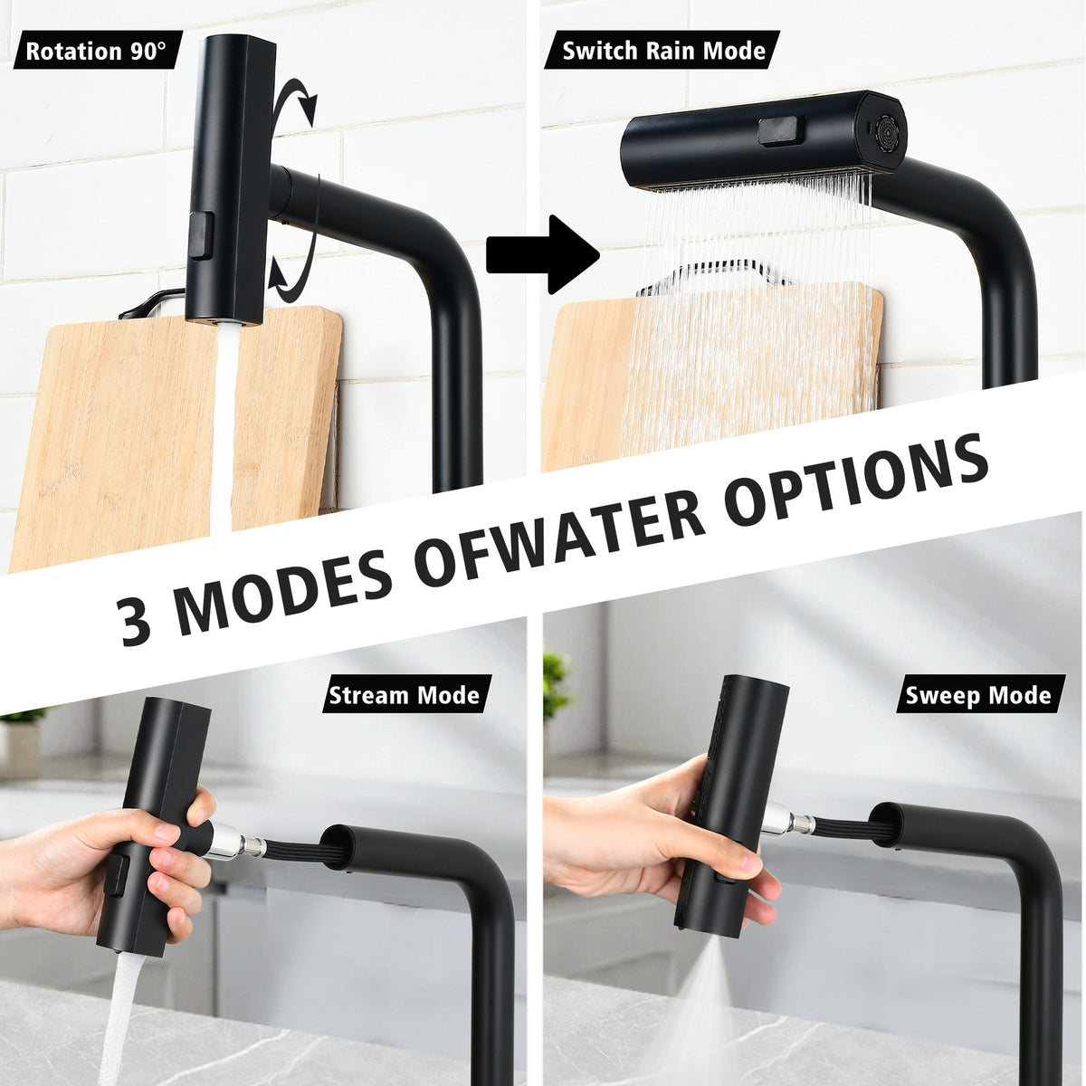 Touchless Matte Kitchen Faucet with Touchless Design - Matte Black