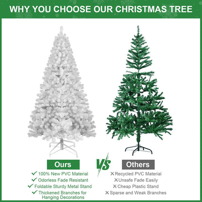 7ft White Christmas Tree with Memory Wire and 1064 Tips - White
