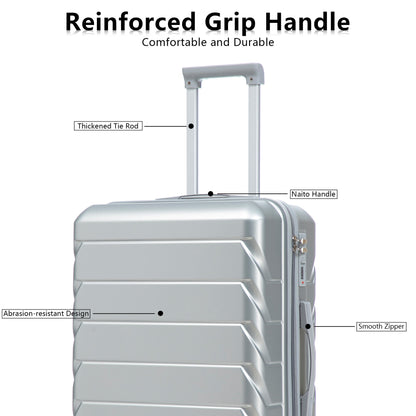 3-Piece ABS Spinner Wheel Luggage Set with Combination Lock - Silver