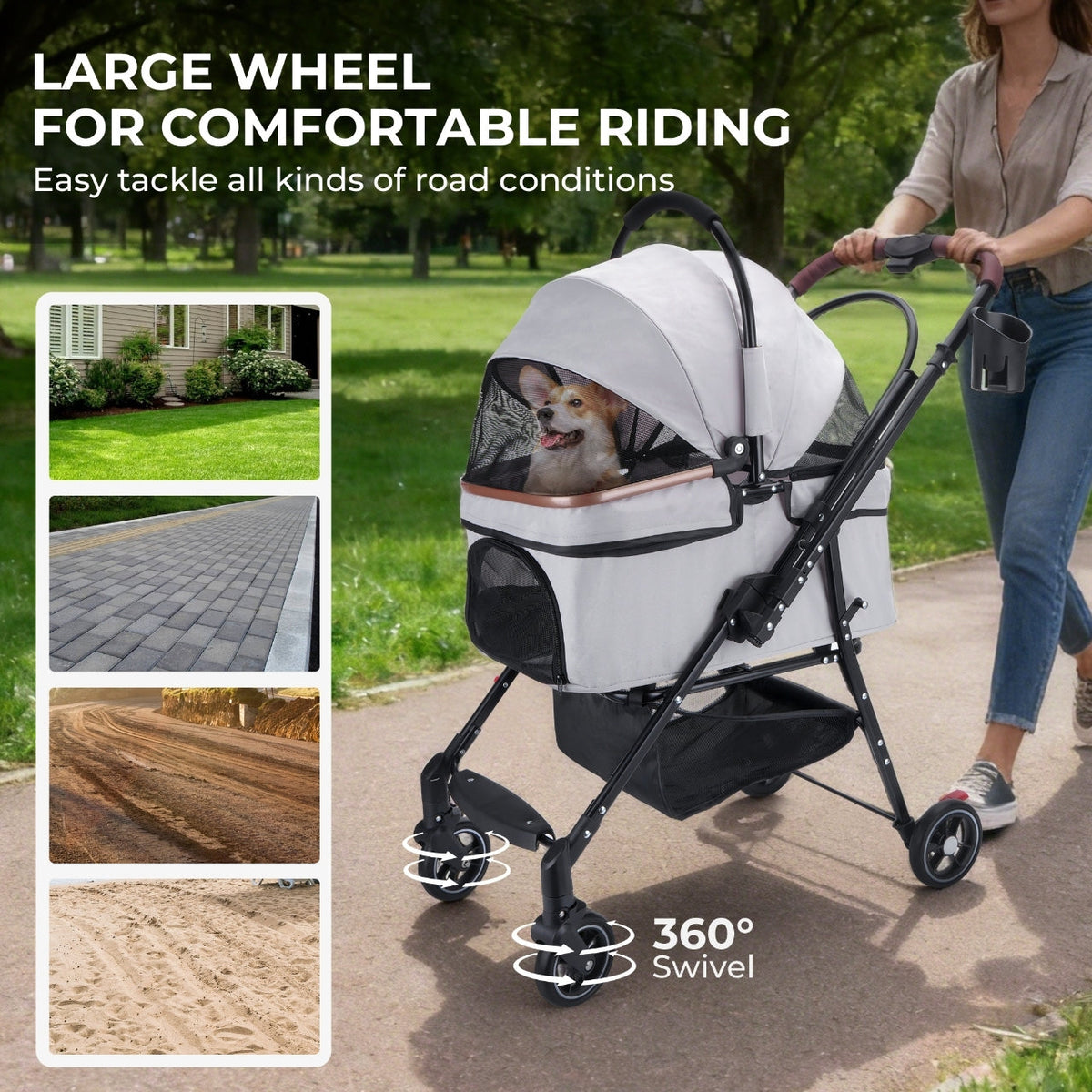 Foldable Pet Stroller for Dogs & Cats