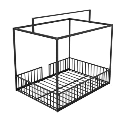 3-in-1 Montessori Floor Bed with Fenced Support