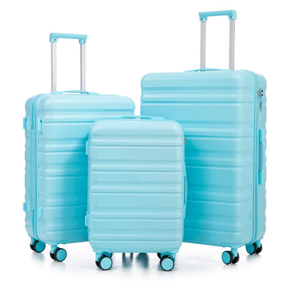 HIFINE Tourist 3-Piece ABS Spinner Wheel Luggage Set (Blue)