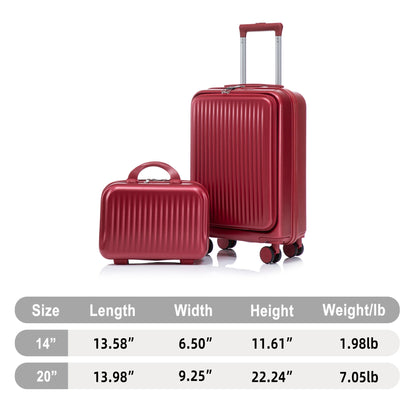 14"/20" 2-Piece ABS Spinner Luggage Set with Lock