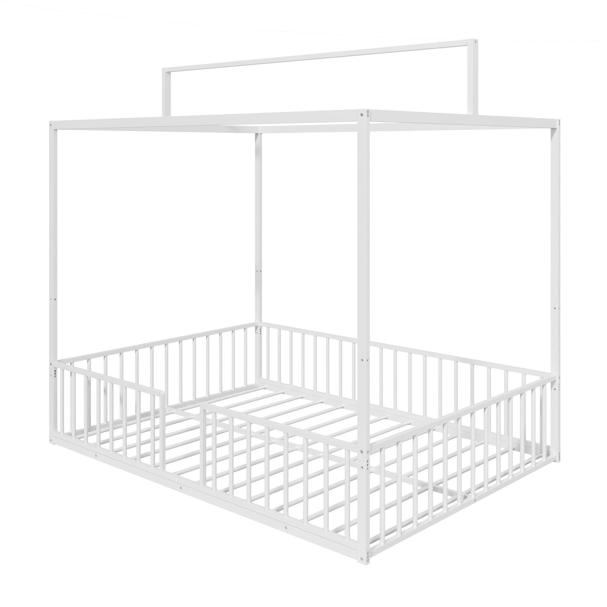 3-in-1 Montessori Floor Bed with Fenced Support
