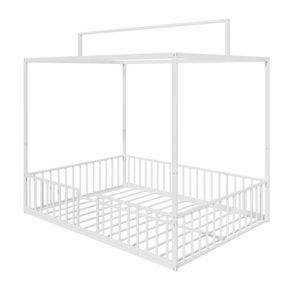 3-in-1 Montessori Floor Bed with Fenced Support