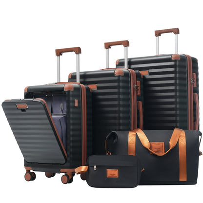 Deluxe 5-Piece Hard-Side Luggage Set with USB and TSA Locks - Multiple Colors