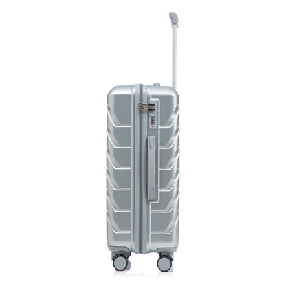 3-Piece ABS Spinner Wheel Luggage Set with Combination Lock - Silver