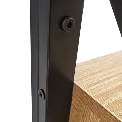 1 Piece Modern End Table with Drawer - Natural Wood & Tempered Glass