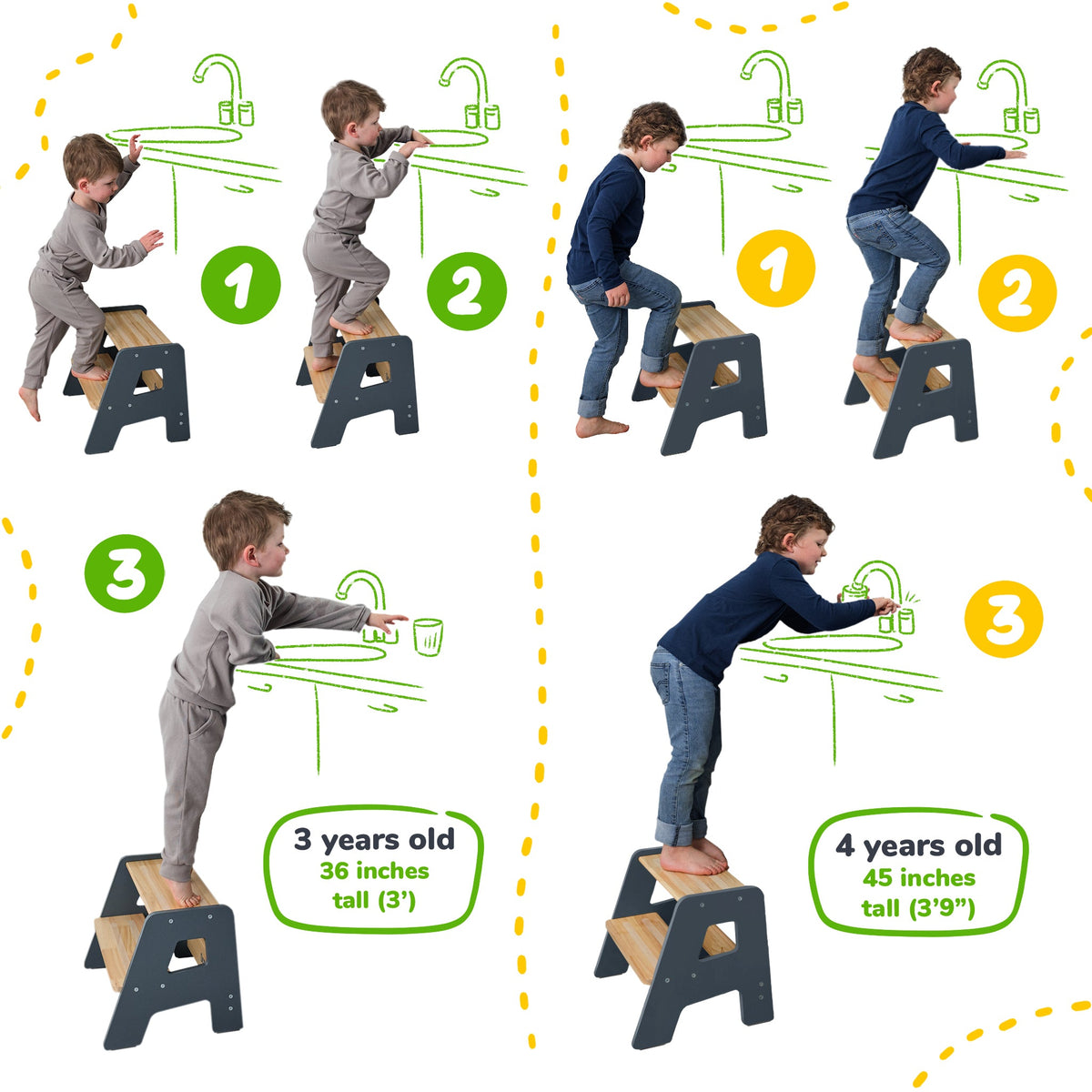 2-Step Wooden Toddler Stool
