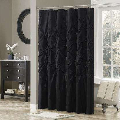 Tufted Semi-Sheer Shower Curtain with Tufted Texture - Soft Black