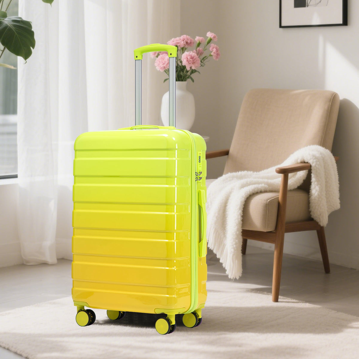 20"/24"/28" 3-Piece Spinner Luggage Set – Yellow & Green