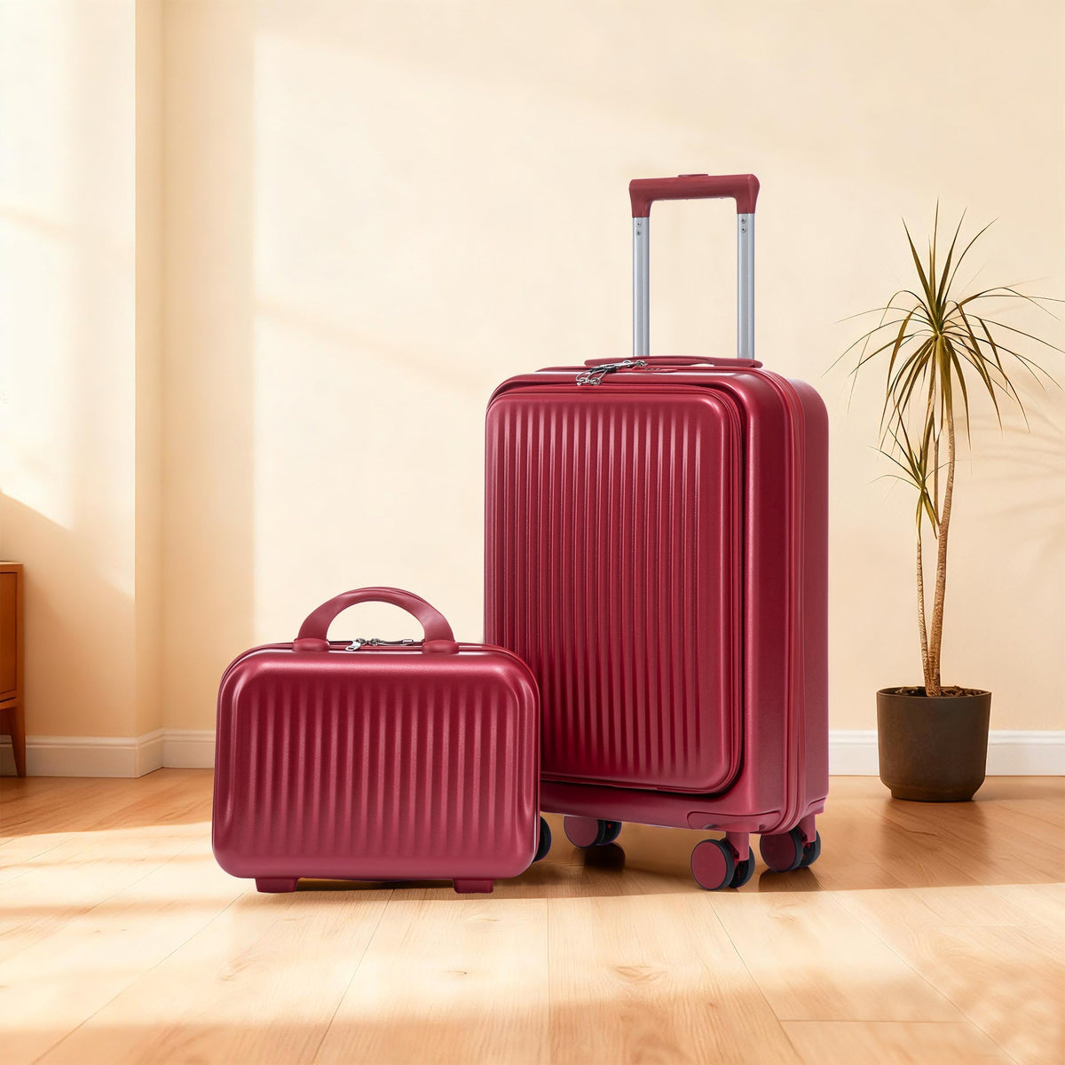 14"/20" 2-Piece ABS Spinner Luggage Set with Lock