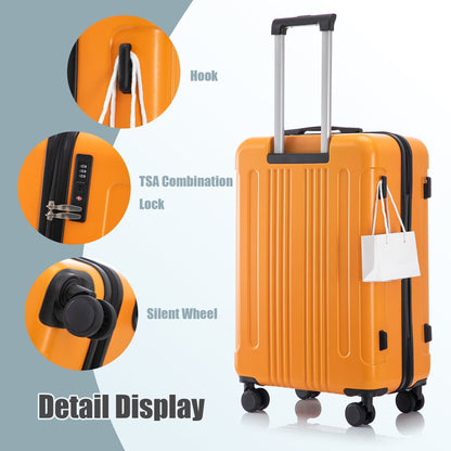 3-Piece ABS Spinner Wheel Luggage Set with TSA Lock - Black and Orange