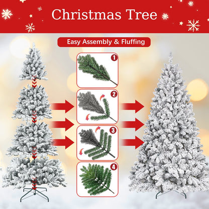 4-Foot Flocked Christmas Tree with Pine Cones