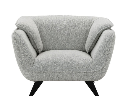 Boucle Arm Chair with Wooden Frame - Nayeli Boucle Chair, Dark Brown or Gray