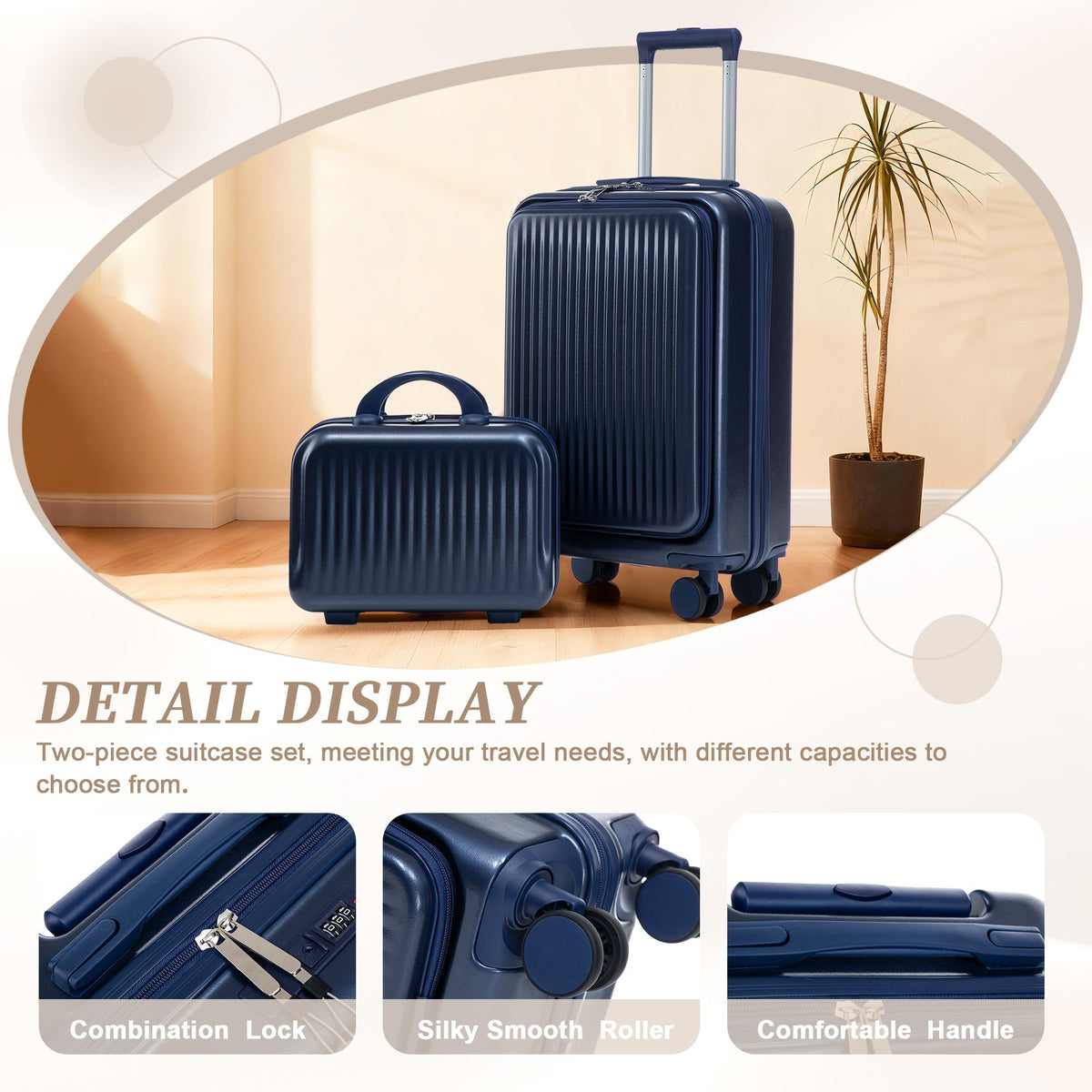 14"/20" 2-Piece ABS Spinner Luggage Set