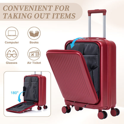 14"/20" 2-Piece ABS Spinner Luggage Set with Lock